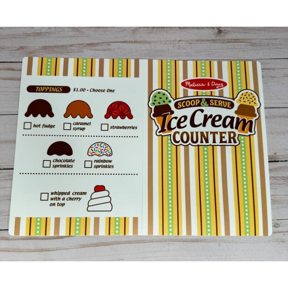 Melissa & Doug Scoop and Serve Ice Cream Counter Replacement‎ Menu New